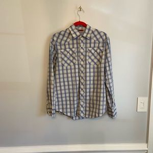 Banana Republic plaid western button up shirt size SM.